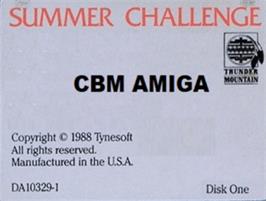 Top of cartridge artwork for Summer Olympiad on the Commodore Amiga.