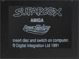 Top of cartridge artwork for Supaplex on the Commodore Amiga.
