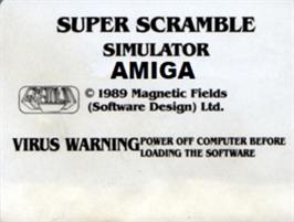Top of cartridge artwork for Super Scramble Simulator on the Commodore Amiga.