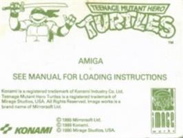 Top of cartridge artwork for Teenage Mutant Hero Turtles on the Commodore Amiga.