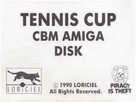 Top of cartridge artwork for Tennis Cup on the Commodore Amiga.
