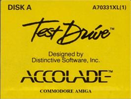 Top of cartridge artwork for Test Drive on the Commodore Amiga.