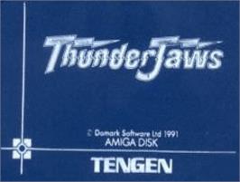 Top of cartridge artwork for Thunder Jaws on the Commodore Amiga.