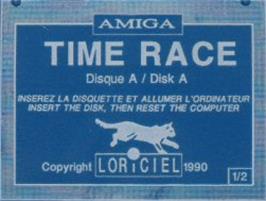 Top of cartridge artwork for Time Race on the Commodore Amiga.