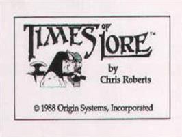 Top of cartridge artwork for Times Of Lore on the Commodore Amiga.