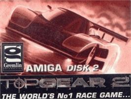 Top of cartridge artwork for Top Gear 2 on the Commodore Amiga.