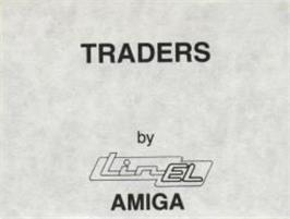 Top of cartridge artwork for Traders: The Intergalactic Trading Game on the Commodore Amiga.