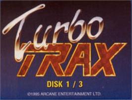 Top of cartridge artwork for Turbo Trax (Arcane) on the Commodore Amiga.