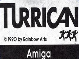 Top of cartridge artwork for Turrican on the Commodore Amiga.