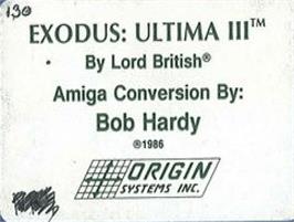 Top of cartridge artwork for Ultima III: Exodus on the Commodore Amiga.
