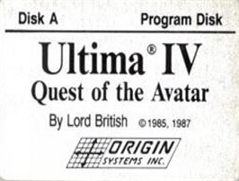 Top of cartridge artwork for Ultima IV: Quest of the Avatar on the Commodore Amiga.