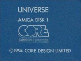 Top of cartridge artwork for Universe on the Commodore Amiga.