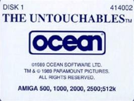 Top of cartridge artwork for Untouchables, The on the Commodore Amiga.