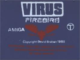 Top of cartridge artwork for Virus on the Commodore Amiga.