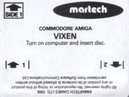 Top of cartridge artwork for Vixen on the Commodore Amiga.
