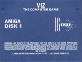 Top of cartridge artwork for Viz - The Game on the Commodore Amiga.