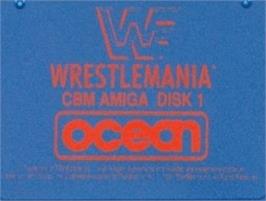 Top of cartridge artwork for WWF Wrestlemania on the Commodore Amiga.