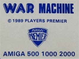 Top of cartridge artwork for War Machine on the Commodore Amiga.