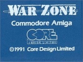 Top of cartridge artwork for War Zone on the Commodore Amiga.