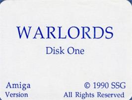 Top of cartridge artwork for Warlords on the Commodore Amiga.