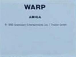 Top of cartridge artwork for Warp on the Commodore Amiga.