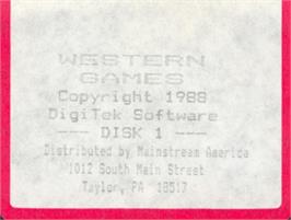 Top of cartridge artwork for Western Games on the Commodore Amiga.
