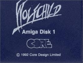 Top of cartridge artwork for Wolfchild on the Commodore Amiga.