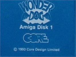 Top of cartridge artwork for Wonder Dog on the Commodore Amiga.
