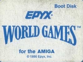 Top of cartridge artwork for World Games on the Commodore Amiga.