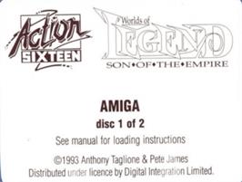 Top of cartridge artwork for Worlds Of Legend - Son Of The Empire on the Commodore Amiga.