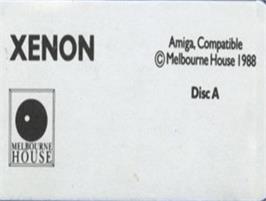 Top of cartridge artwork for Xenon on the Commodore Amiga.