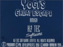 Top of cartridge artwork for Yogi's Great Escape on the Commodore Amiga.