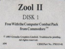 Top of cartridge artwork for Zool 2 on the Commodore Amiga.