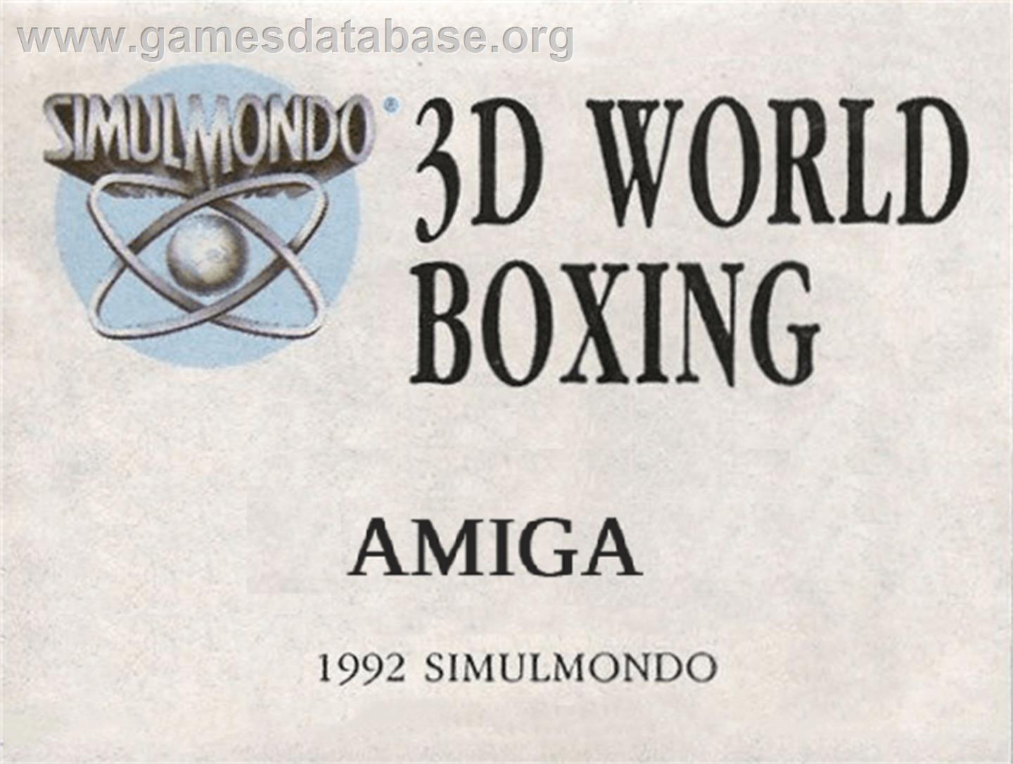 3D World Boxing - Commodore Amiga - Artwork - Cartridge Top