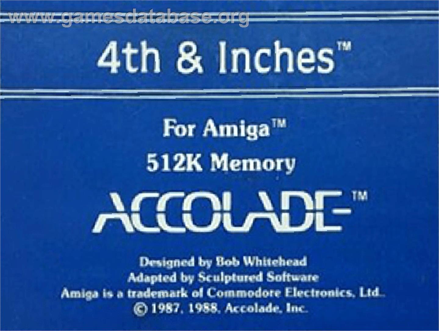 4th & Inches - Commodore Amiga - Artwork - Cartridge Top