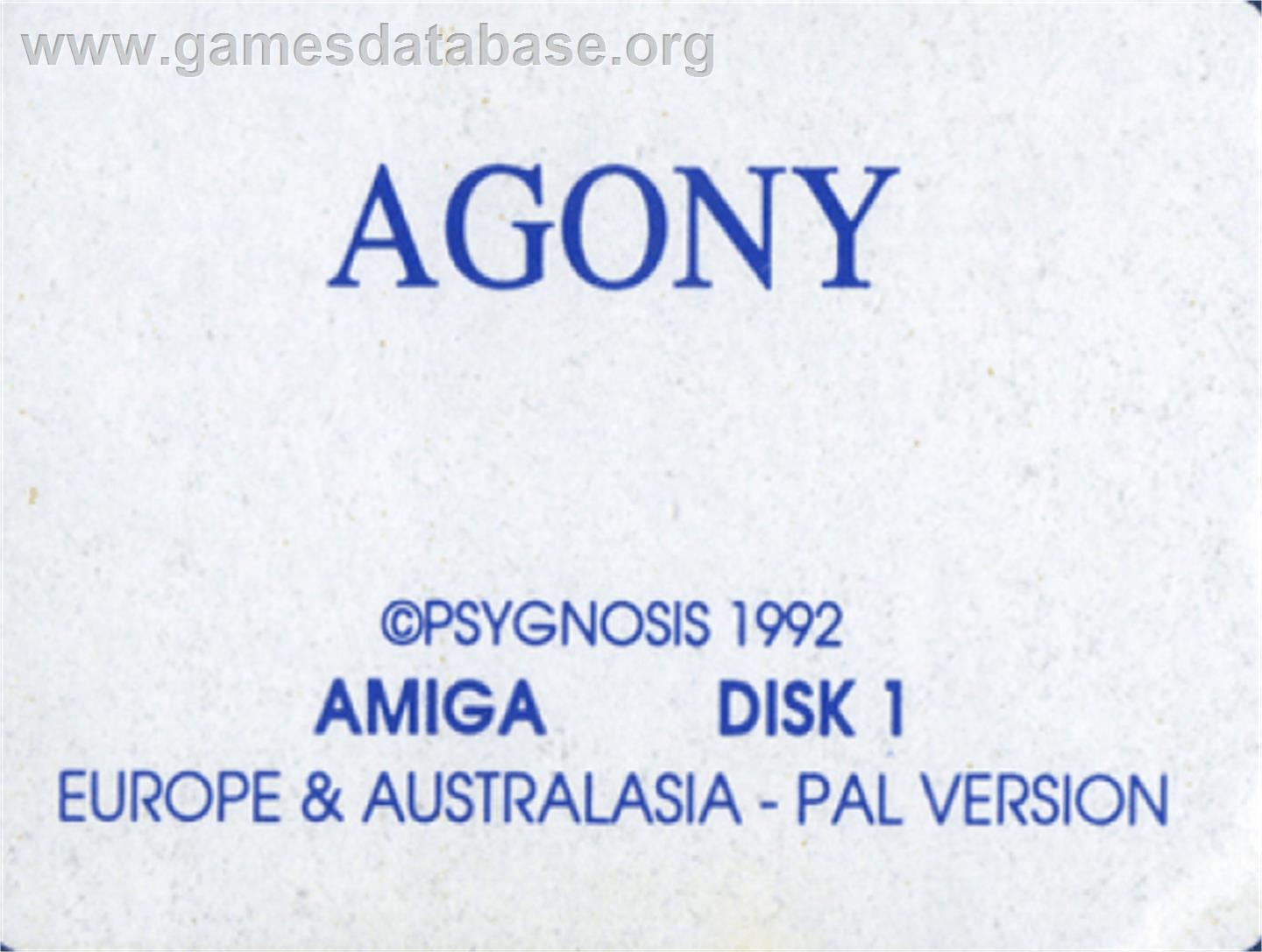 Agony - Commodore Amiga - Artwork - Cartridge Top