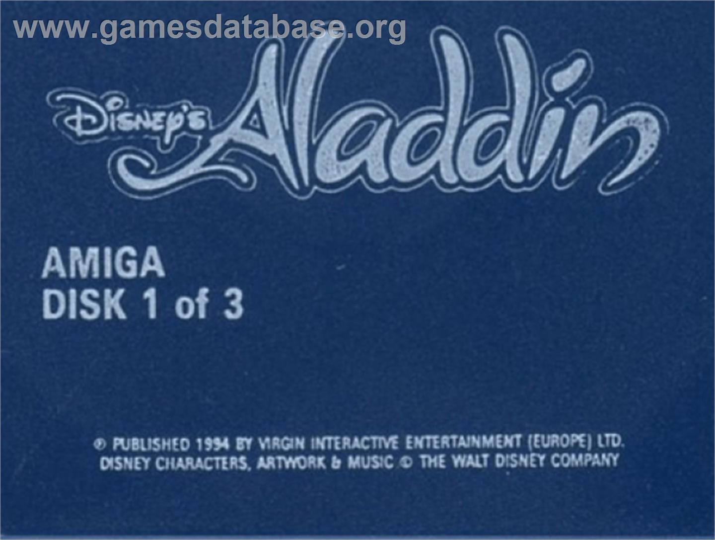 Aladdin - Commodore Amiga - Artwork - Cartridge Top