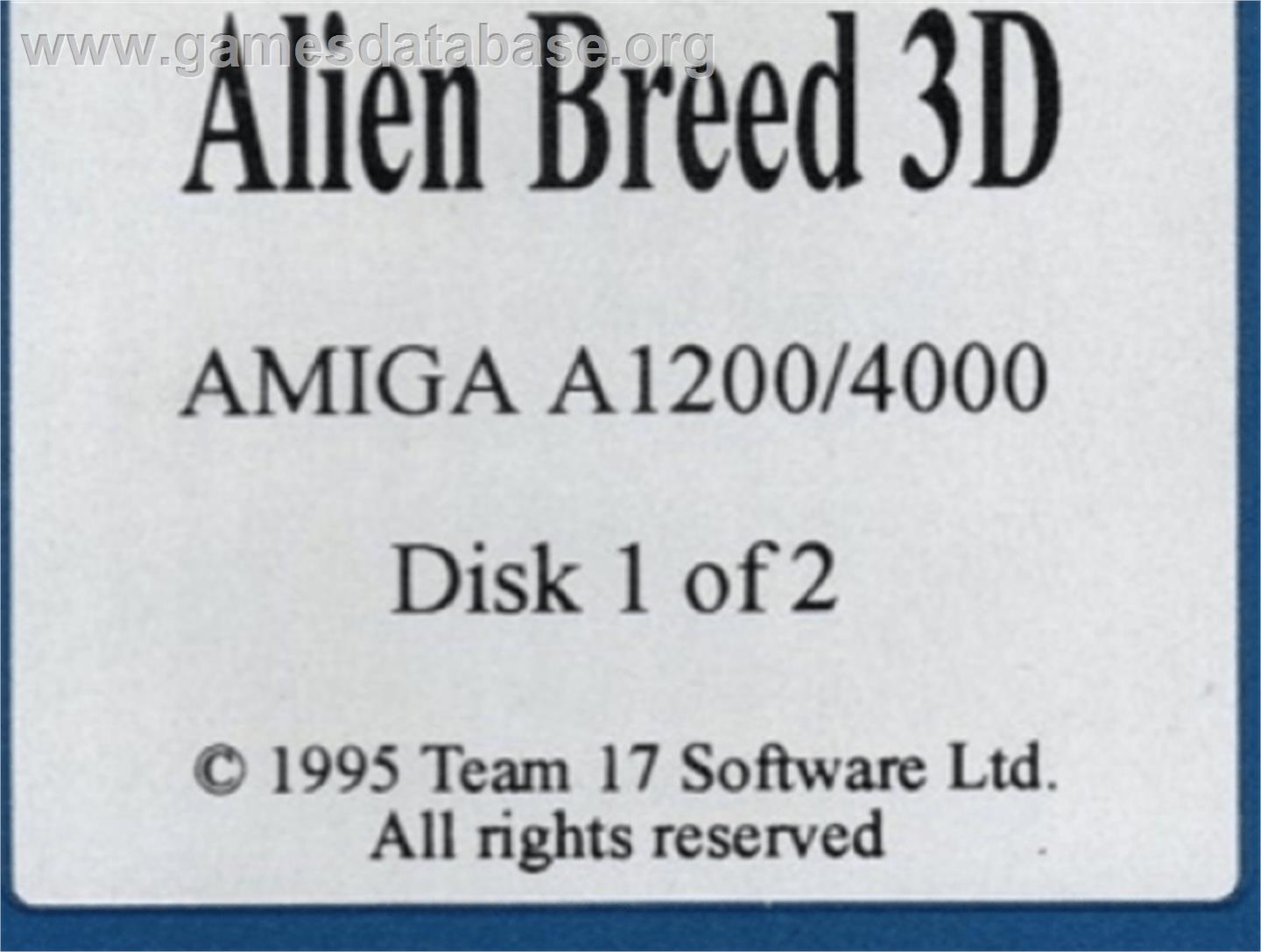 Alien Breed 3D - Commodore Amiga - Artwork - Cartridge Top
