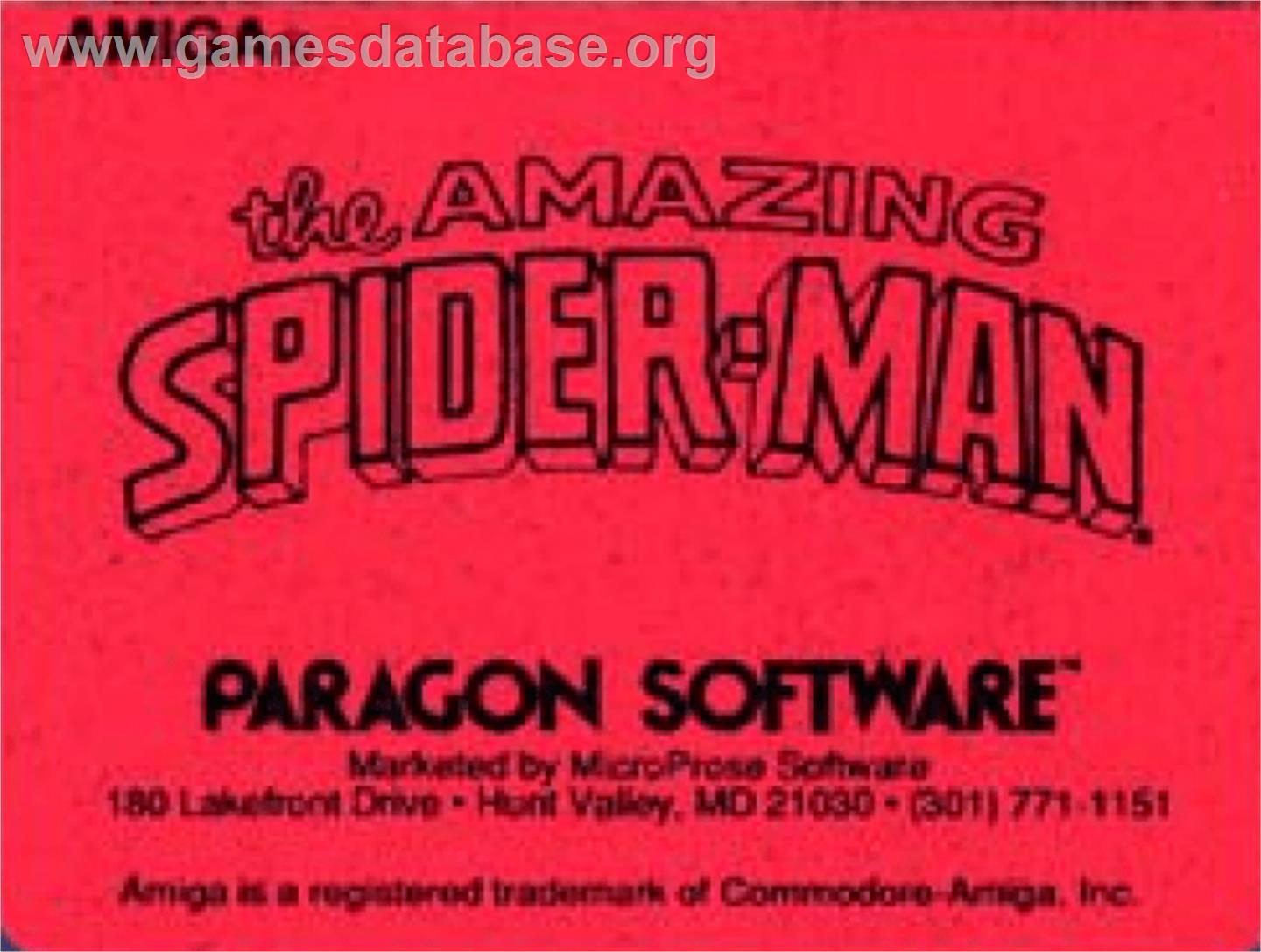 Amazing Spider-Man - Commodore Amiga - Artwork - Cartridge Top