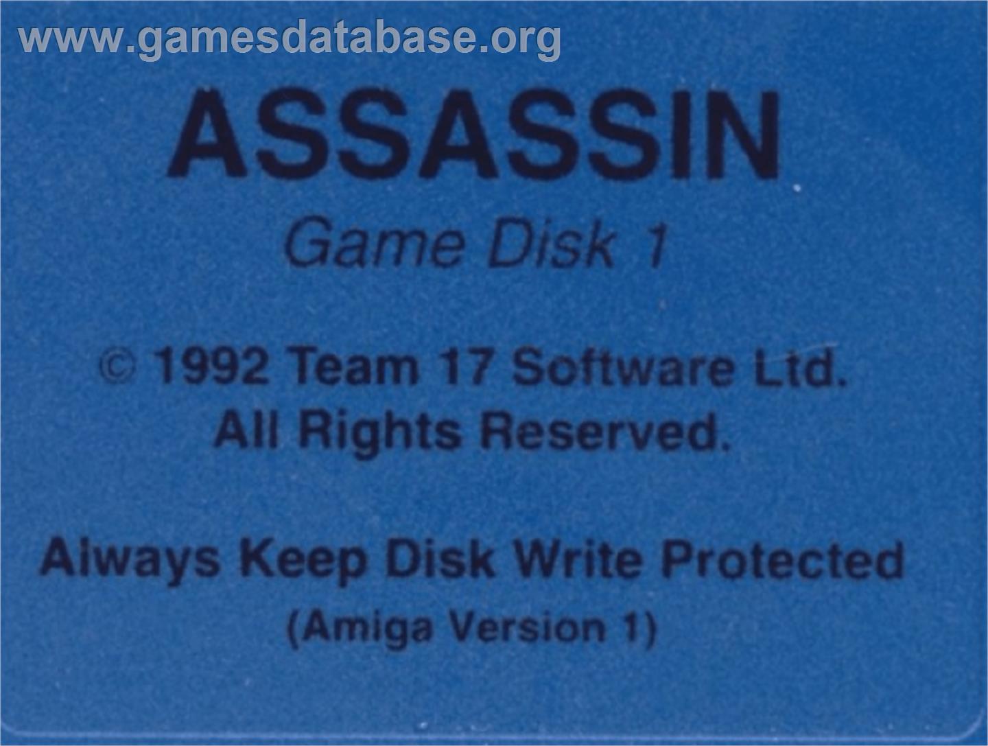 Assassin - Commodore Amiga - Artwork - Cartridge Top