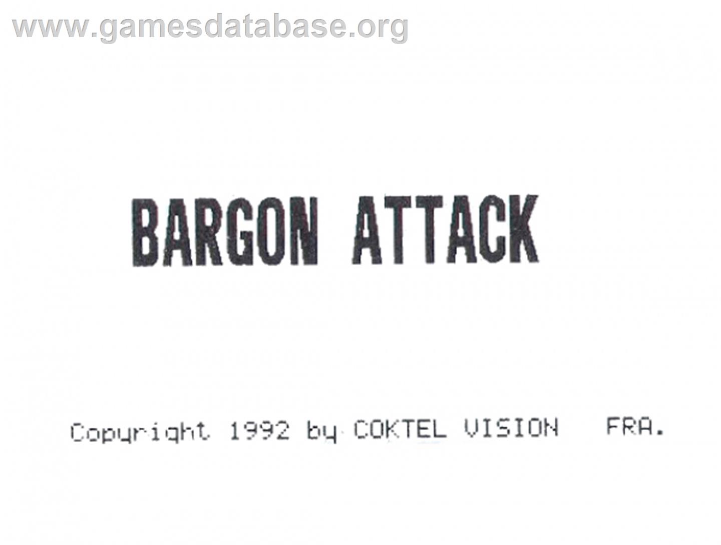 Bargon Attack - Commodore Amiga - Artwork - Cartridge Top