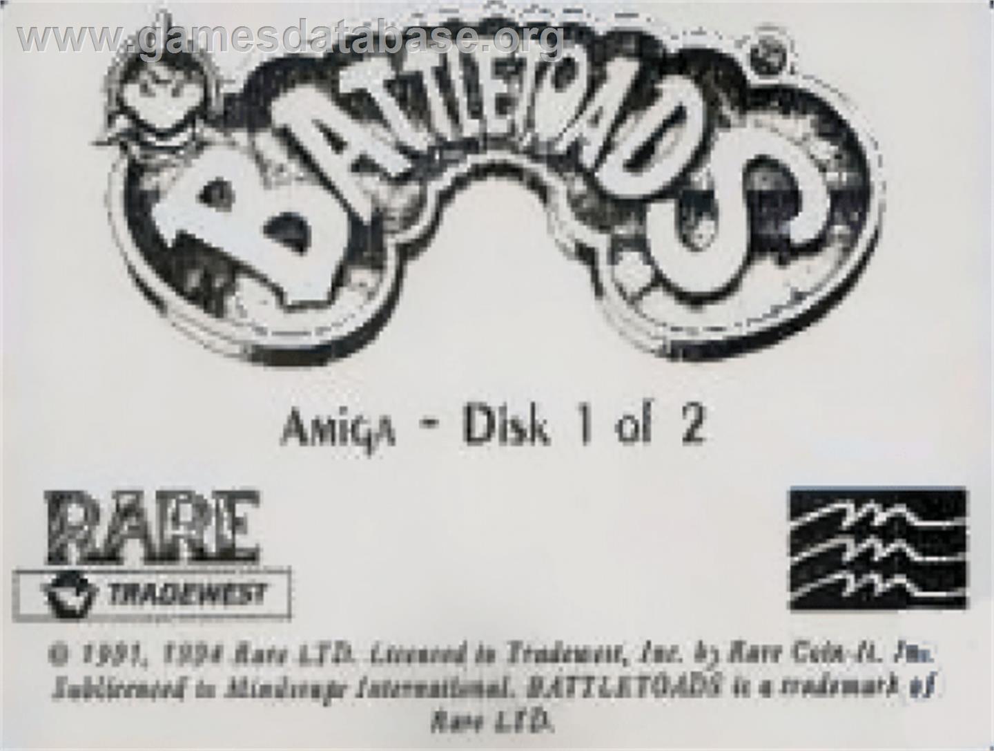 Battle Toads - Commodore Amiga - Artwork - Cartridge Top