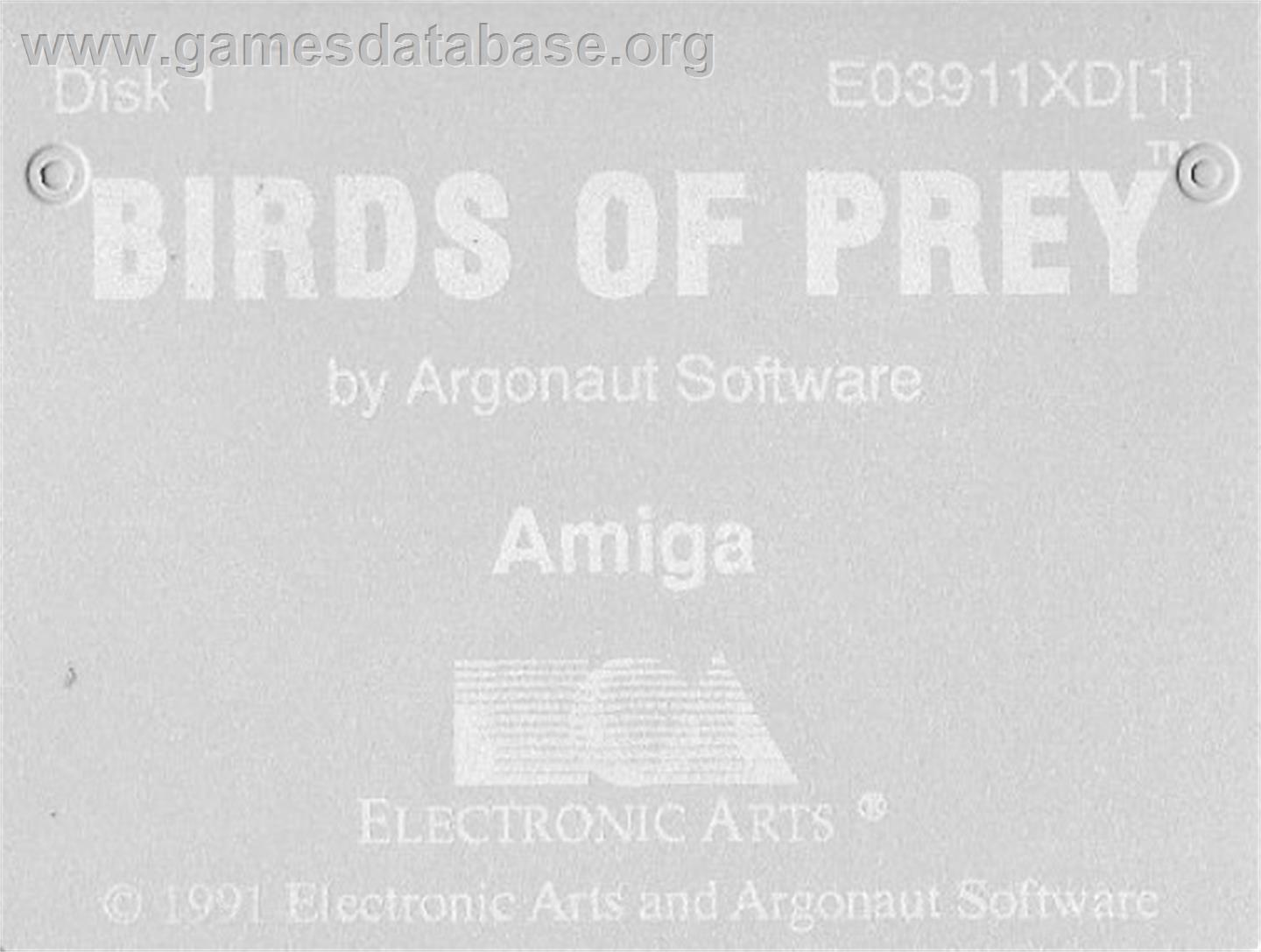 Birds of Prey - Commodore Amiga - Artwork - Cartridge Top