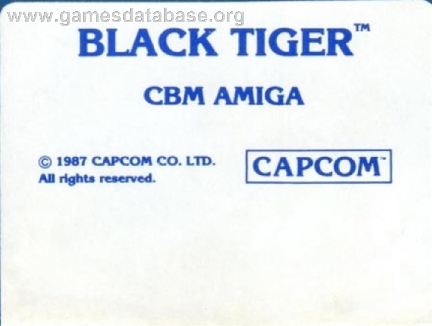 Black Tiger - Commodore Amiga - Artwork - Cartridge Top