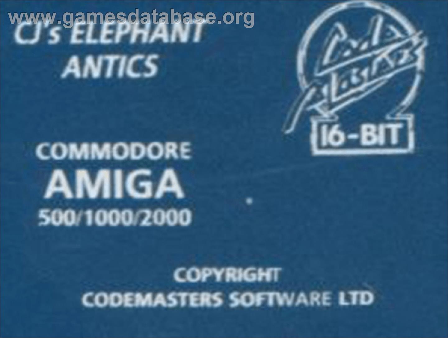 CJ's Elephant Antics - Commodore Amiga - Artwork - Cartridge Top