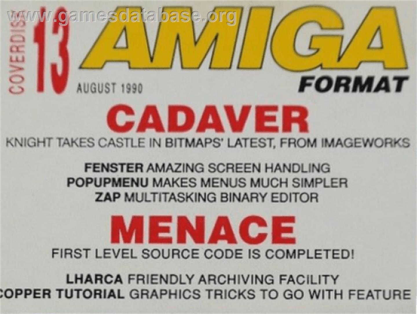 Cadaver: The Payoff - Commodore Amiga - Artwork - Cartridge Top