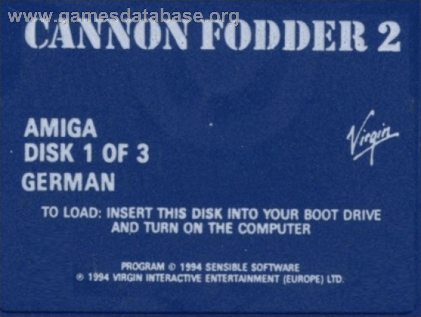 Cannon Fodder 2 - Commodore Amiga - Artwork - Cartridge Top
