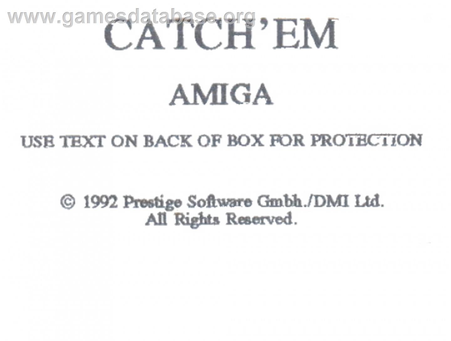 Catch 'em - Commodore Amiga - Artwork - Cartridge Top