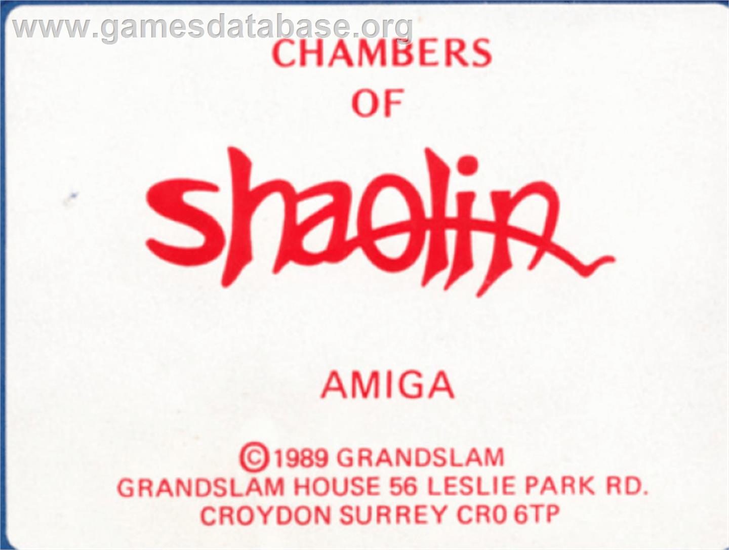 Chambers of Shaolin - Commodore Amiga - Artwork - Cartridge Top