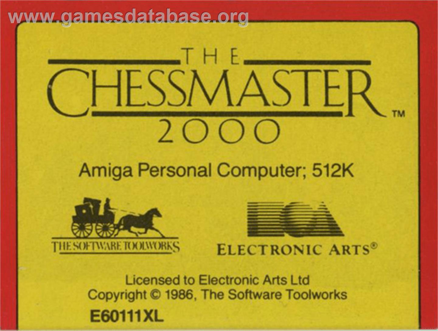 Chessmaster 2000 - Commodore Amiga - Artwork - Cartridge Top